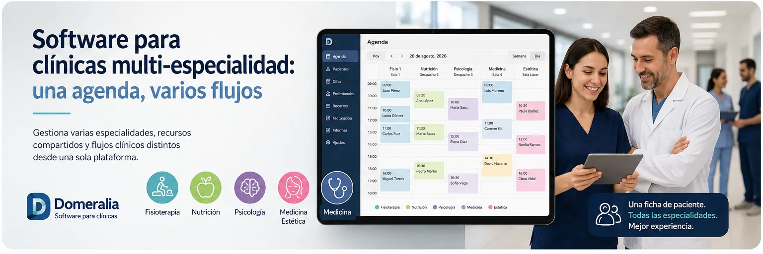 Software para clínicas multi-especialidad con agenda compartida, gestión de pacientes y recursos